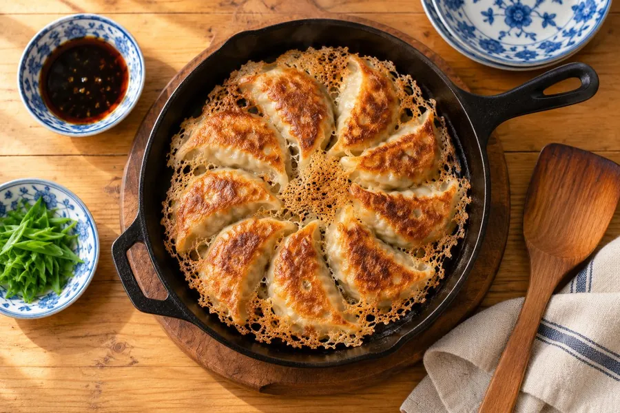Crispy pan-fried potstickers