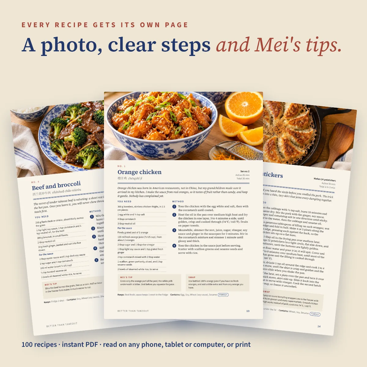 Three real recipe pages from the book